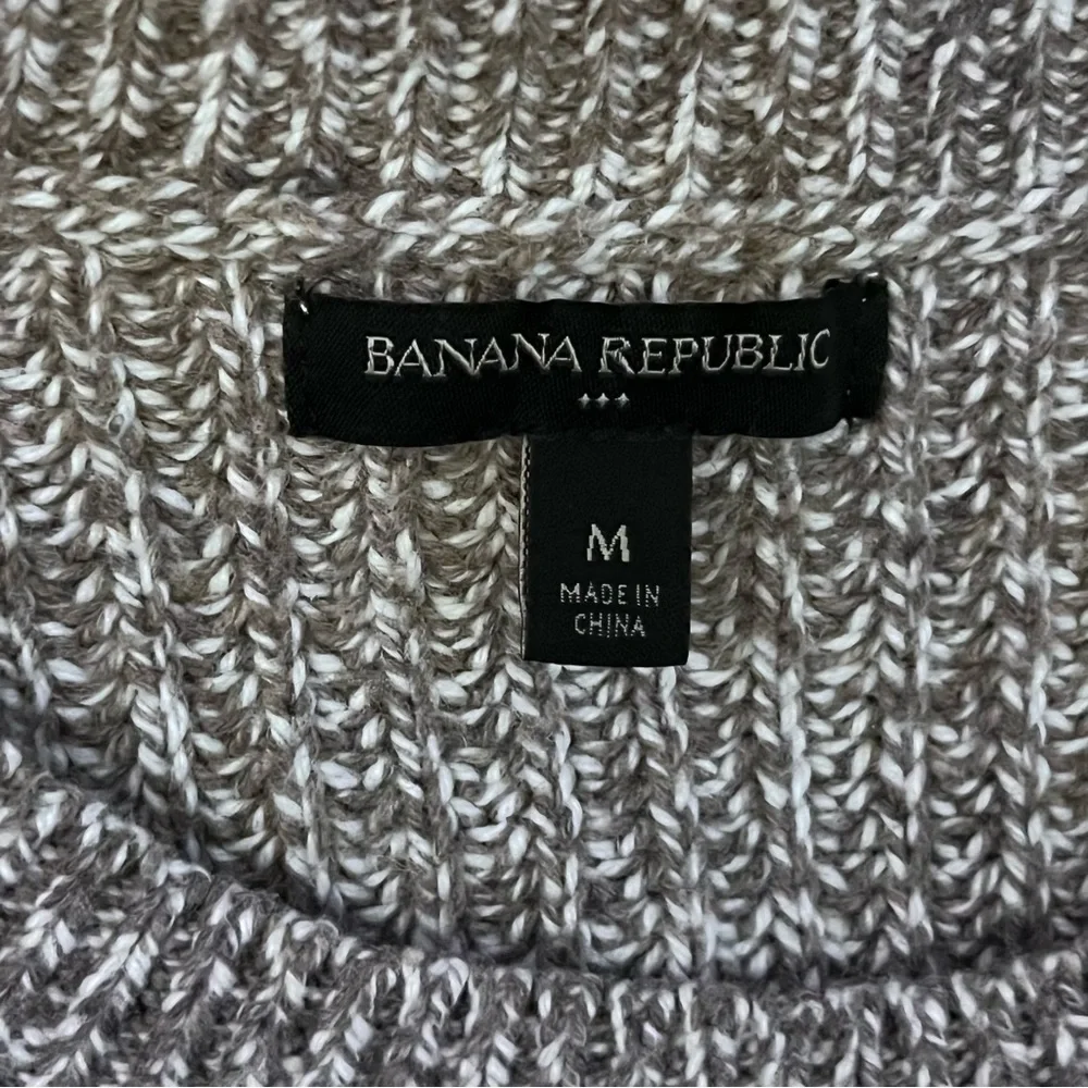 Banana Republic Men’s M Fisherman Sweater Cotton Wool Blend Marled Brown Heavy